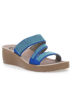 Ciabatte azzurre con zeppa glitterata Gaia Mania G006