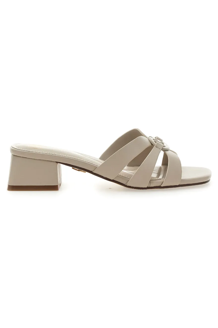 Ciabatte Beige Con Tacco A Blocco Laura Biagiotti 9028