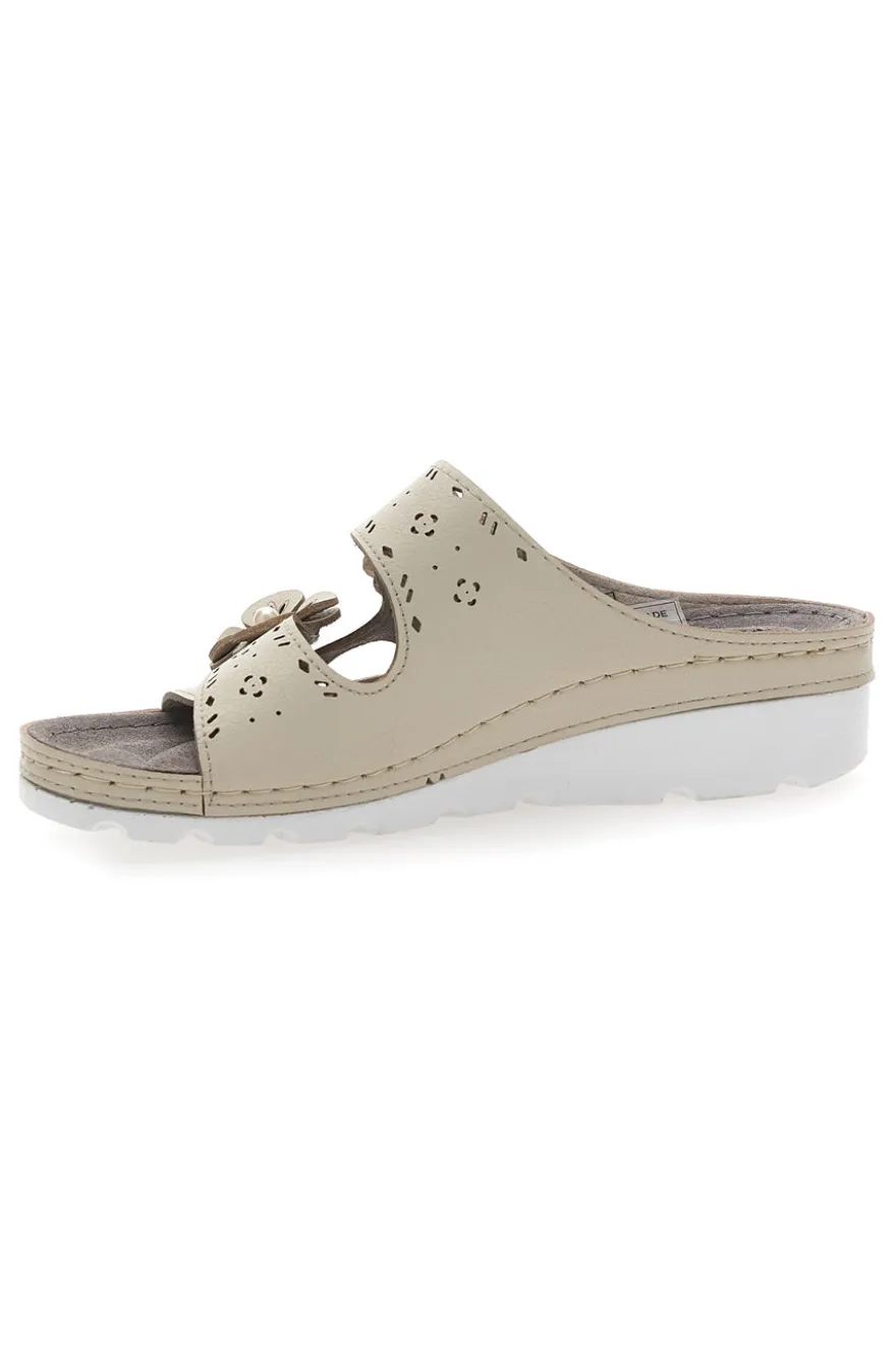 Ciabatte beige traforate con doppia fibbia comfort TIGLIO 54344