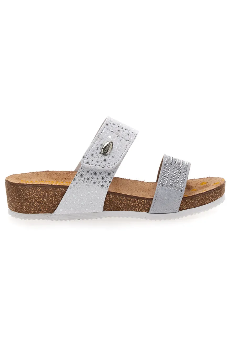Ciabatte Bianche Con Brillantini Argentati Pittarello Bio 293480