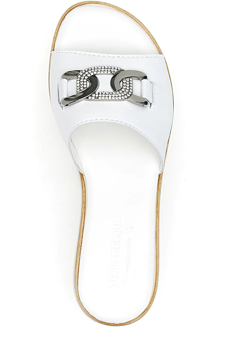 Ciabatte Bianche con Catenina Argento e Platform Pittarello Love 3456