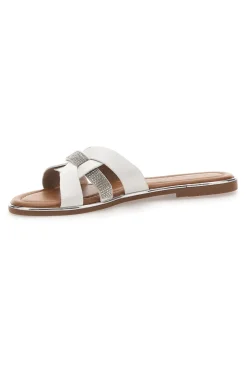 Ciabatte bianche con fasce incrociate e strass Fun Beach 14217