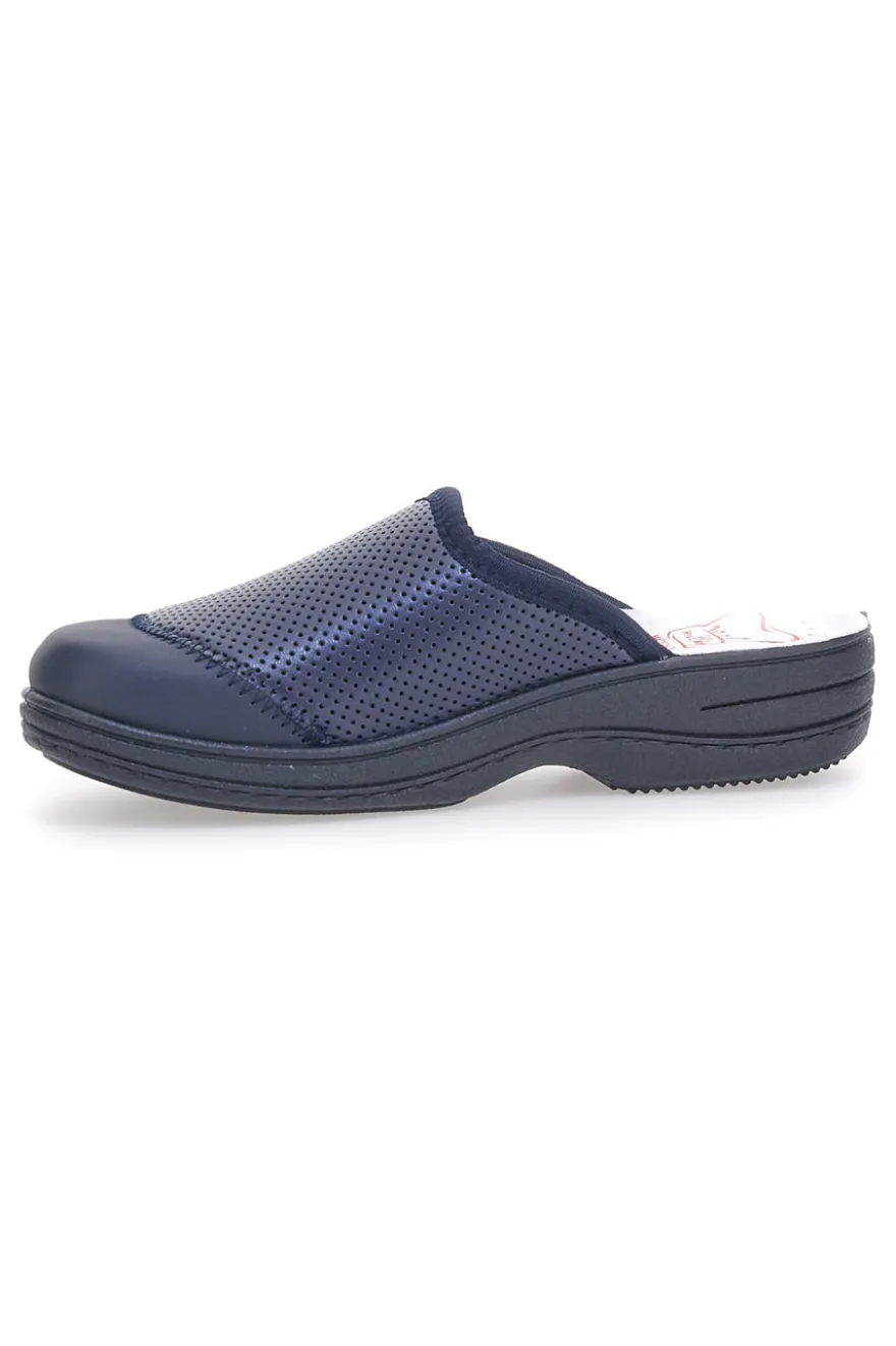 Ciabatte Da Lavoro Blu Vera Pelle Mrs Chef 553