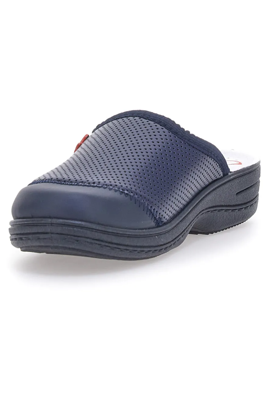 Ciabatte Da Lavoro Blu Vera Pelle Mrs Chef 553