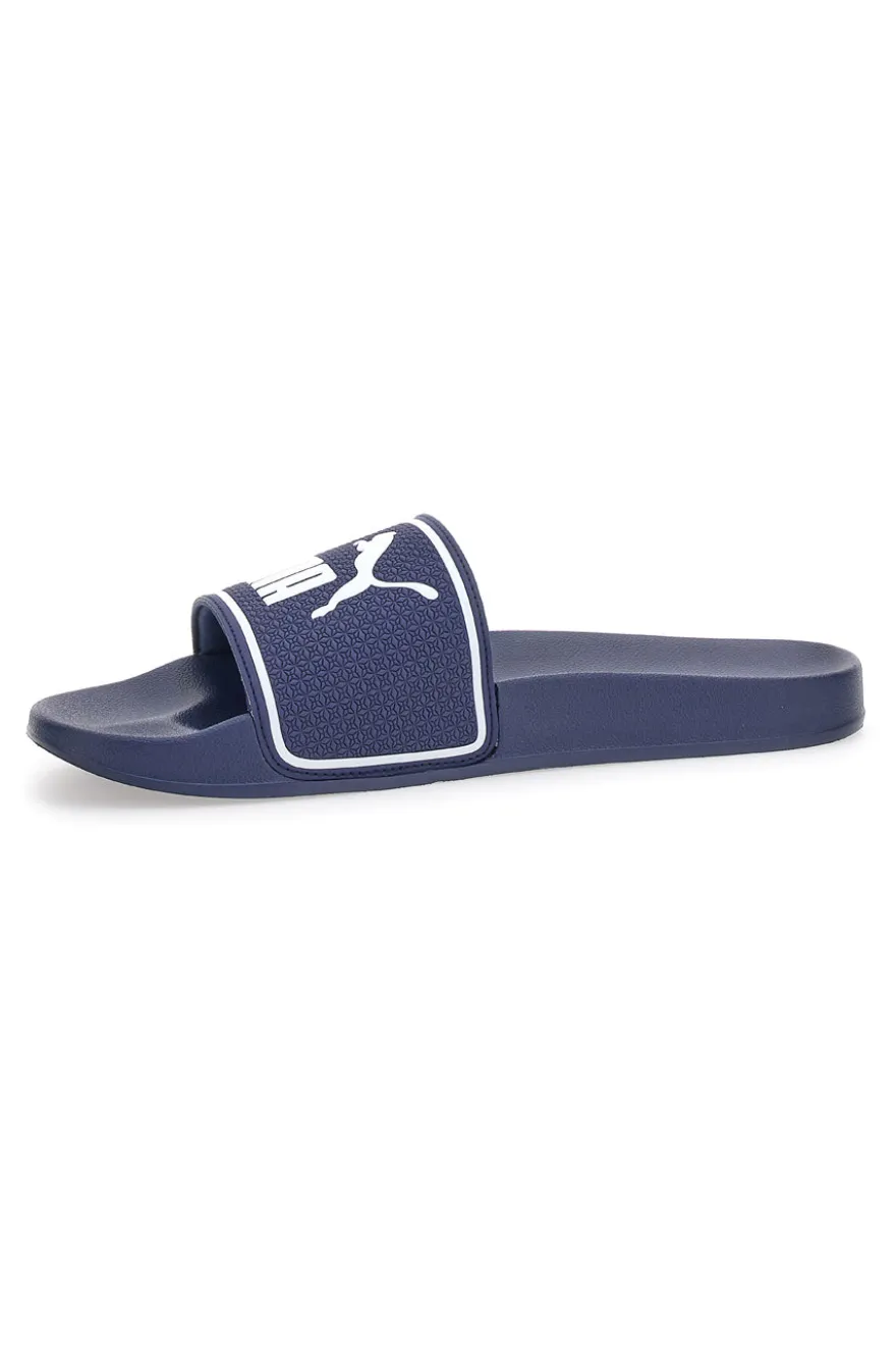 Ciabatte in Gomma Blu con Logo Puma Leadcat 2.0