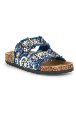 Ciabatte Jeans con strass e doppia fibbia Me & me 15613