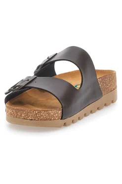 Ciabatte marroni con doppia fibbia con sottopiede in pelle PITTARELLO BIO 335P20630SR