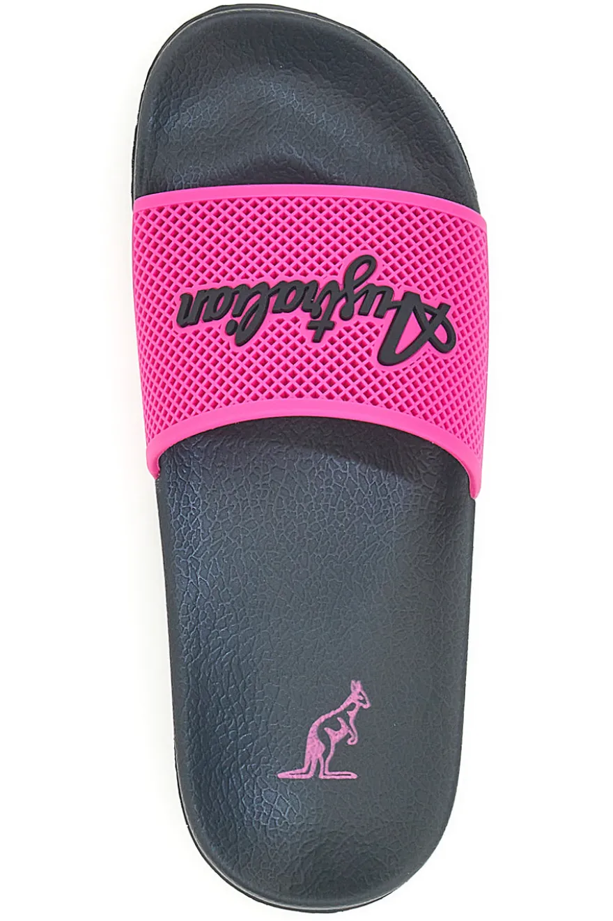 Ciabatte nere con fascia fucsia e logo Australian AU24W400