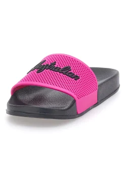 Ciabatte nere con fascia fucsia e logo Australian AU24W400