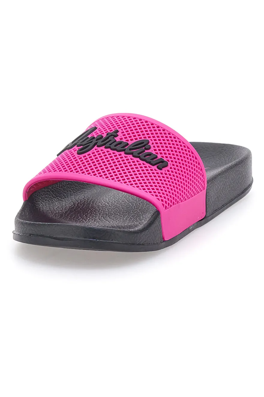 Ciabatte nere con fascia fucsia e logo Australian AU24W400