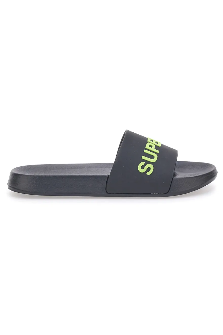 Ciabatte nere con fascia e logo verde da uomo Superga S24U433