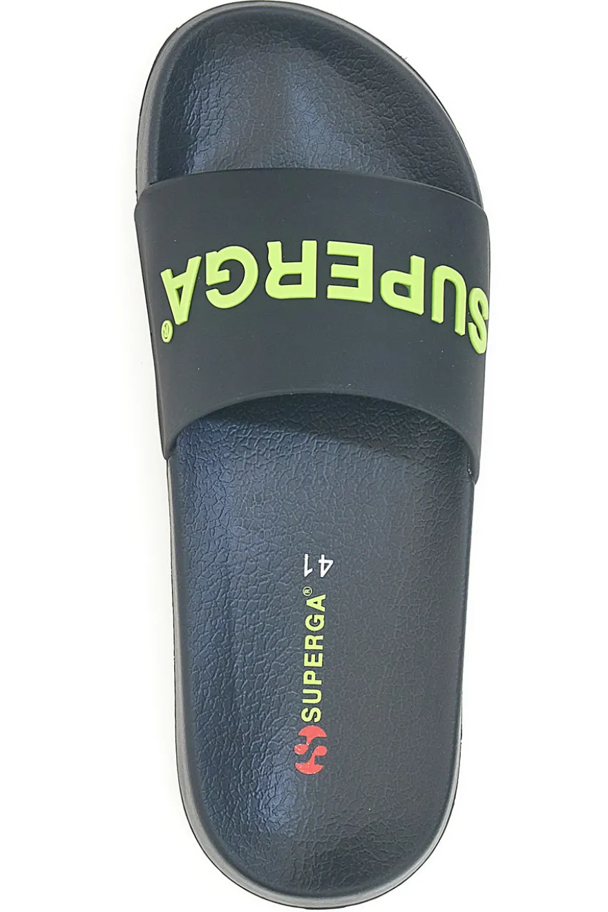 Ciabatte nere con fascia e logo verde da uomo Superga S24U433