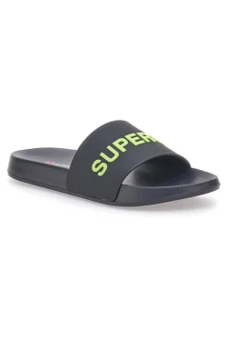 Ciabatte nere con fascia e logo verde da uomo Superga S24U433