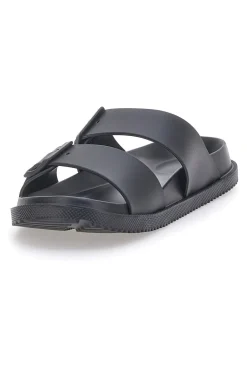Ciabatte nere in gomma con doppio cinturino 2T2L 72593
