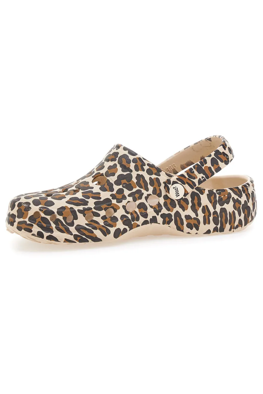 Ciabatte sabot leopardate con cinturino mobile WOZ 5