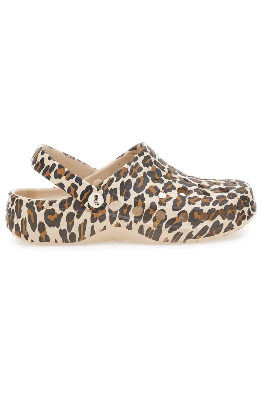 Ciabatte sabot leopardate con cinturino mobile WOZ 5