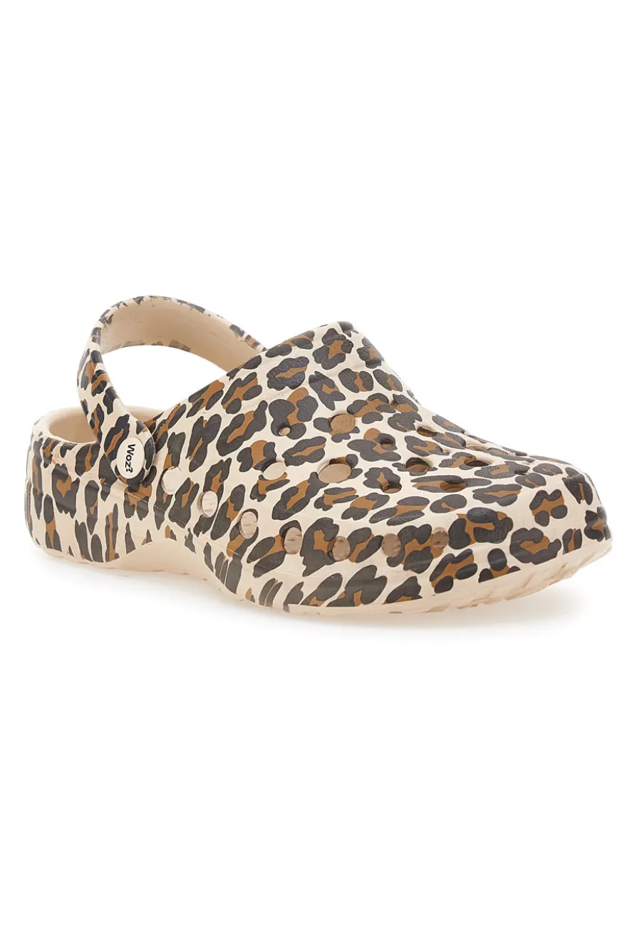 Ciabatte sabot leopardate con cinturino mobile WOZ 5