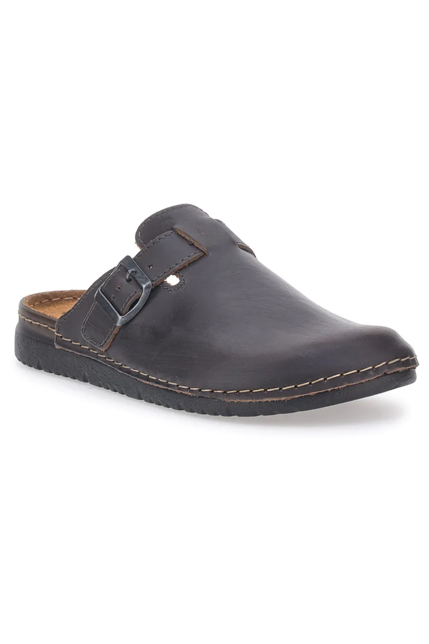 Ciabatte Sabot marroni in materiale sintetico con fibbia regolabile Jerpoint 9320
