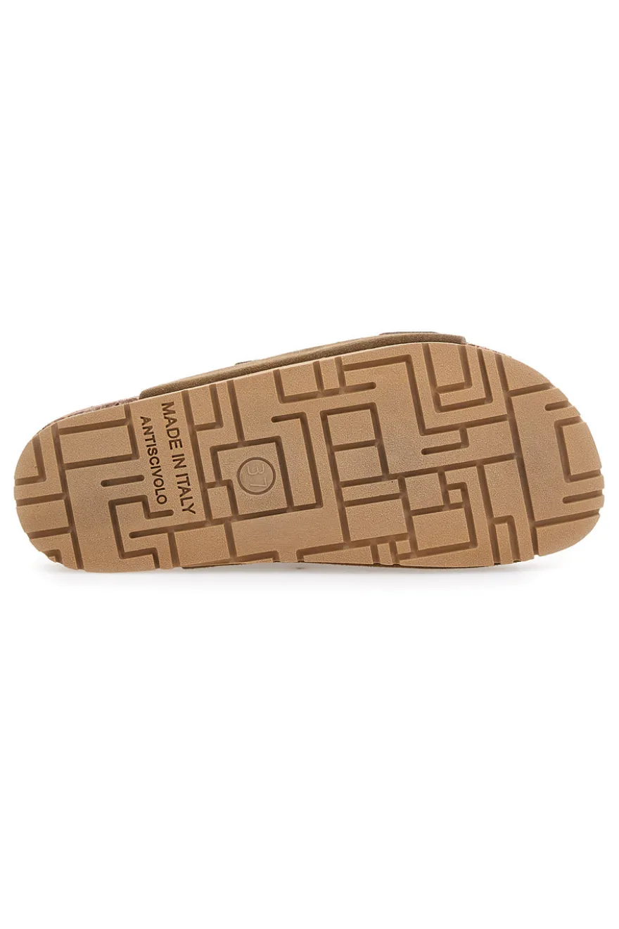 Ciabatte taupe doppia fibbia suola antiscivolo Pittarello Green Walk Vegan 335CF20631S