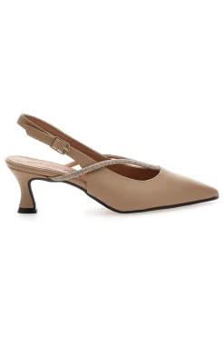 Décolleté beige a punta con cinturino gioiello Francesca Gritti 150