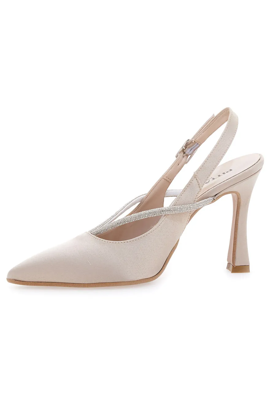 Décolleté Beige Slingback con Strass PITTARELLO 100
