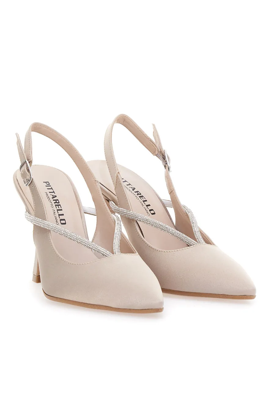 Décolleté Beige Slingback con Strass PITTARELLO 100