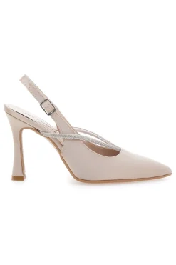 Décolleté Beige Slingback con Strass PITTARELLO 100