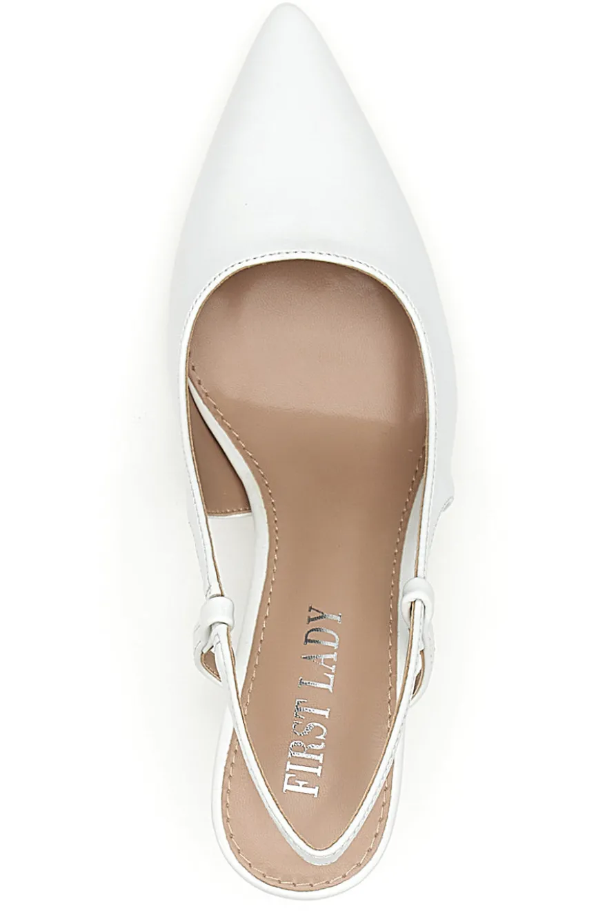 Décolleté bianche slingback con tacco First lady P653