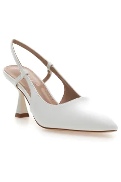 Décolleté bianche slingback con tacco First lady P653