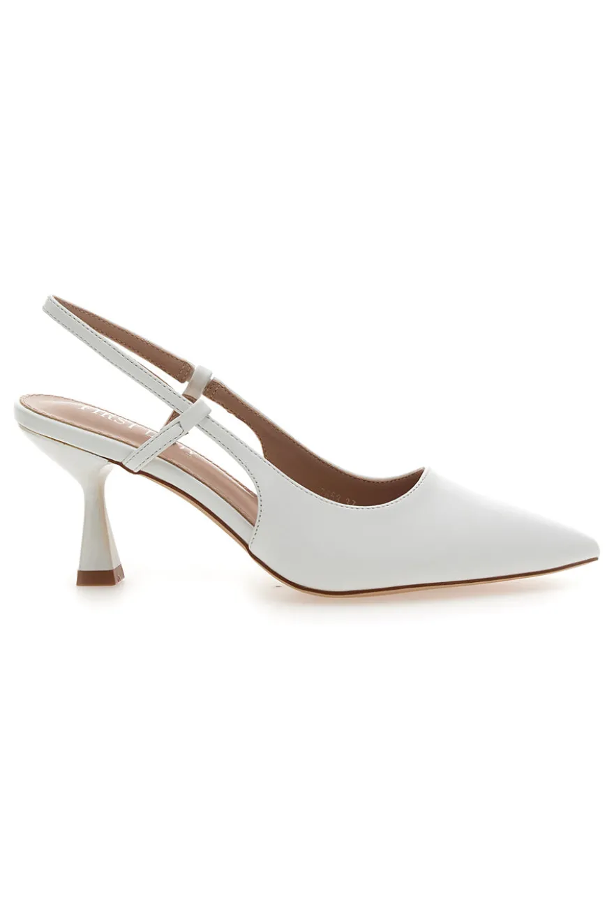 Décolleté bianche slingback con tacco First lady P653