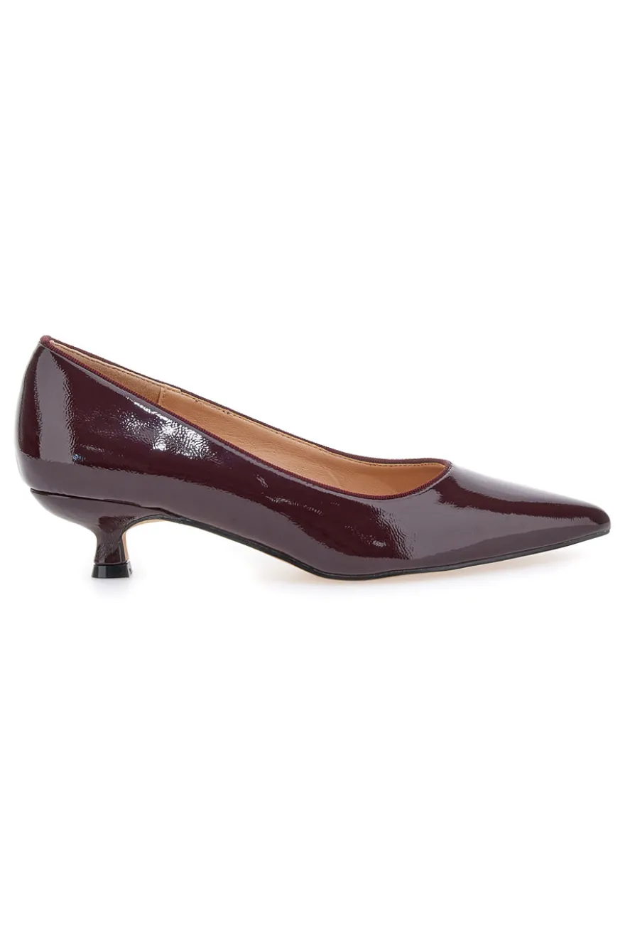 Décolleté bordeaux in vernice con tacco basso Mon Dieu 9904H18