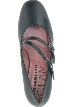 Décolleté nere con doppio cinturino e tacco largo Pittarello glam 6716