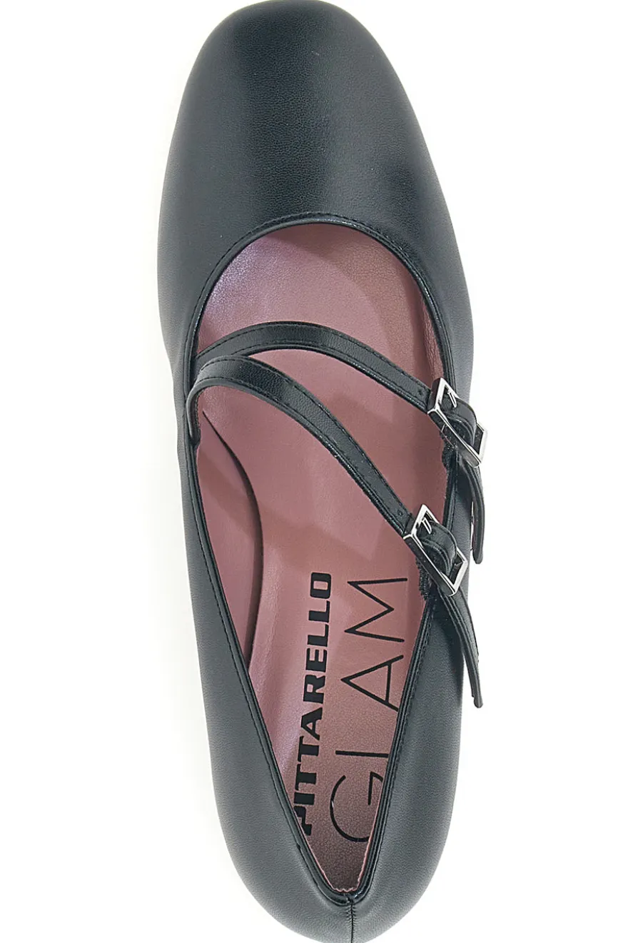 Décolleté nere con doppio cinturino e tacco largo Pittarello glam 6716
