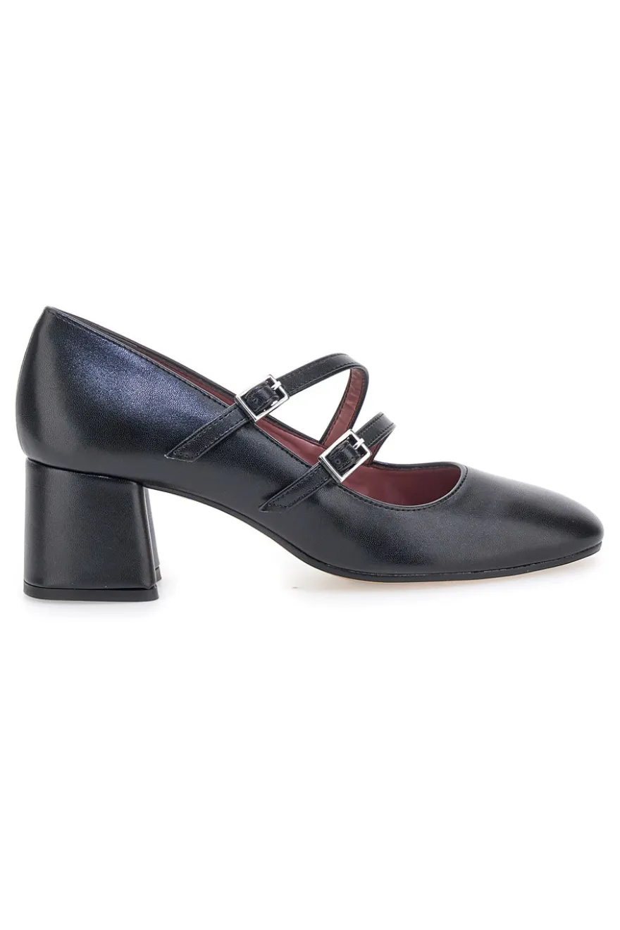 Décolleté nere con doppio cinturino e tacco largo Pittarello glam 6716