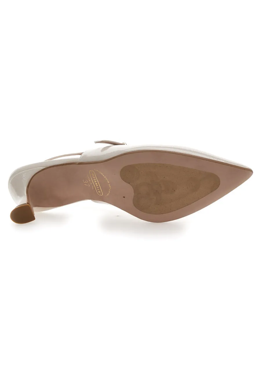 Décolleté Slingback Burro a Punta Effetto Vernice PITTARELLO P507
