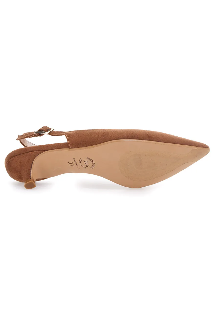 Décolleté slingback marrone con cinturino Pittarello Glam 3123