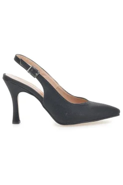 Décolleté Slingback Nere Con Glitter Pittarello Vogue 487