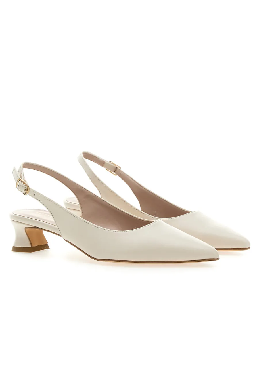 Décolleté Slingback Panna a Punta con Tacco Basso PITTARELLO GLAM 3614