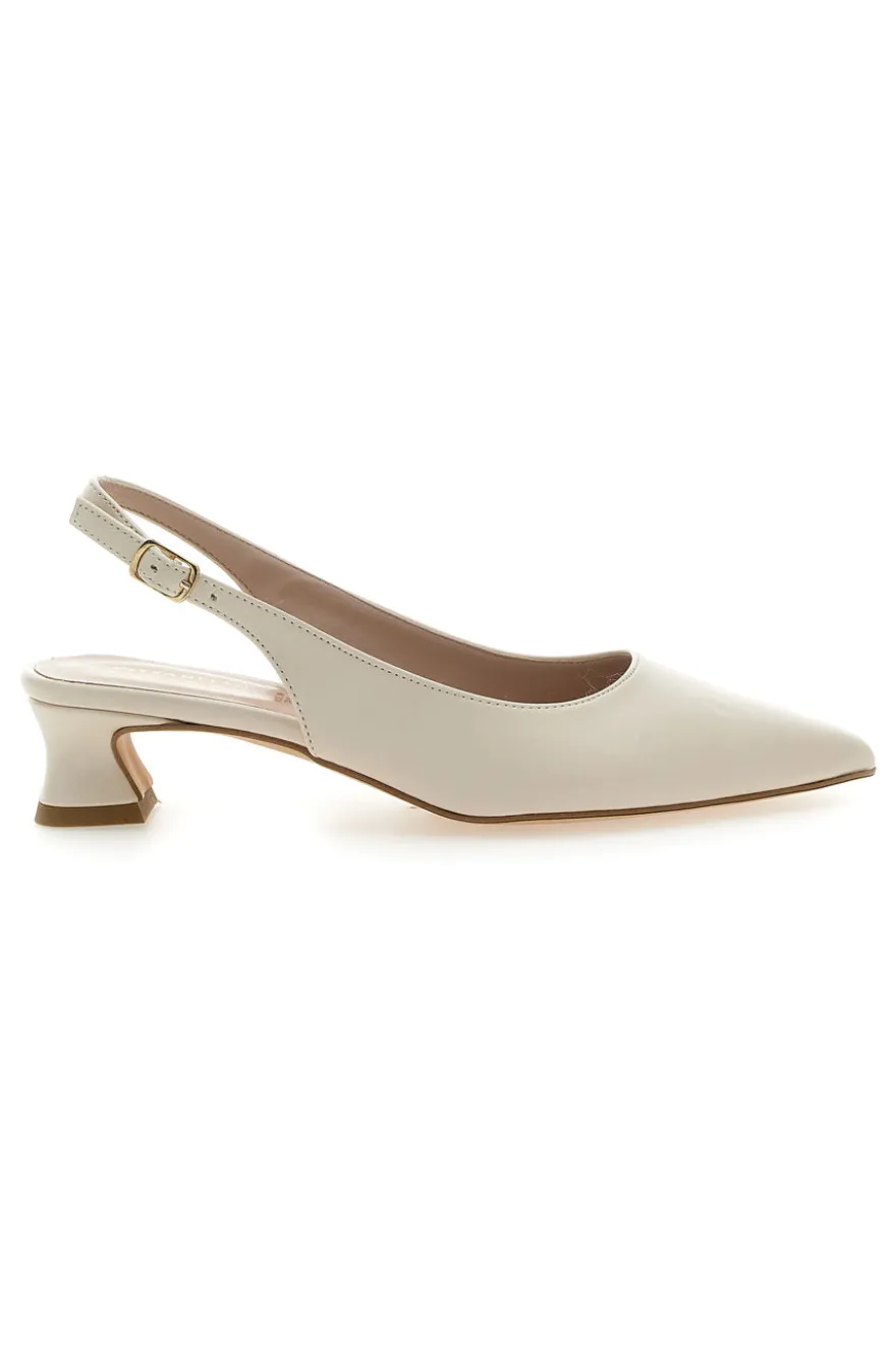 Décolleté Slingback Panna a Punta con Tacco Basso PITTARELLO GLAM 3614