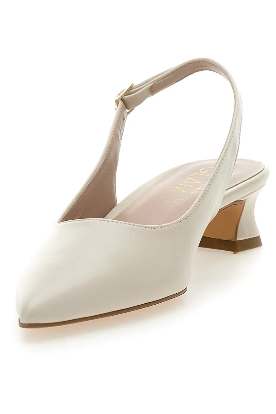 Décolleté Slingback Panna a Punta con Tacco Basso PITTARELLO GLAM 3614