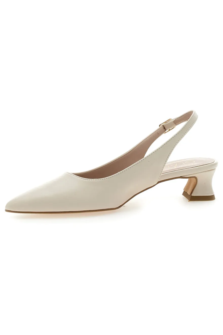 Décolleté Slingback Panna a Punta con Tacco Basso PITTARELLO GLAM 3614