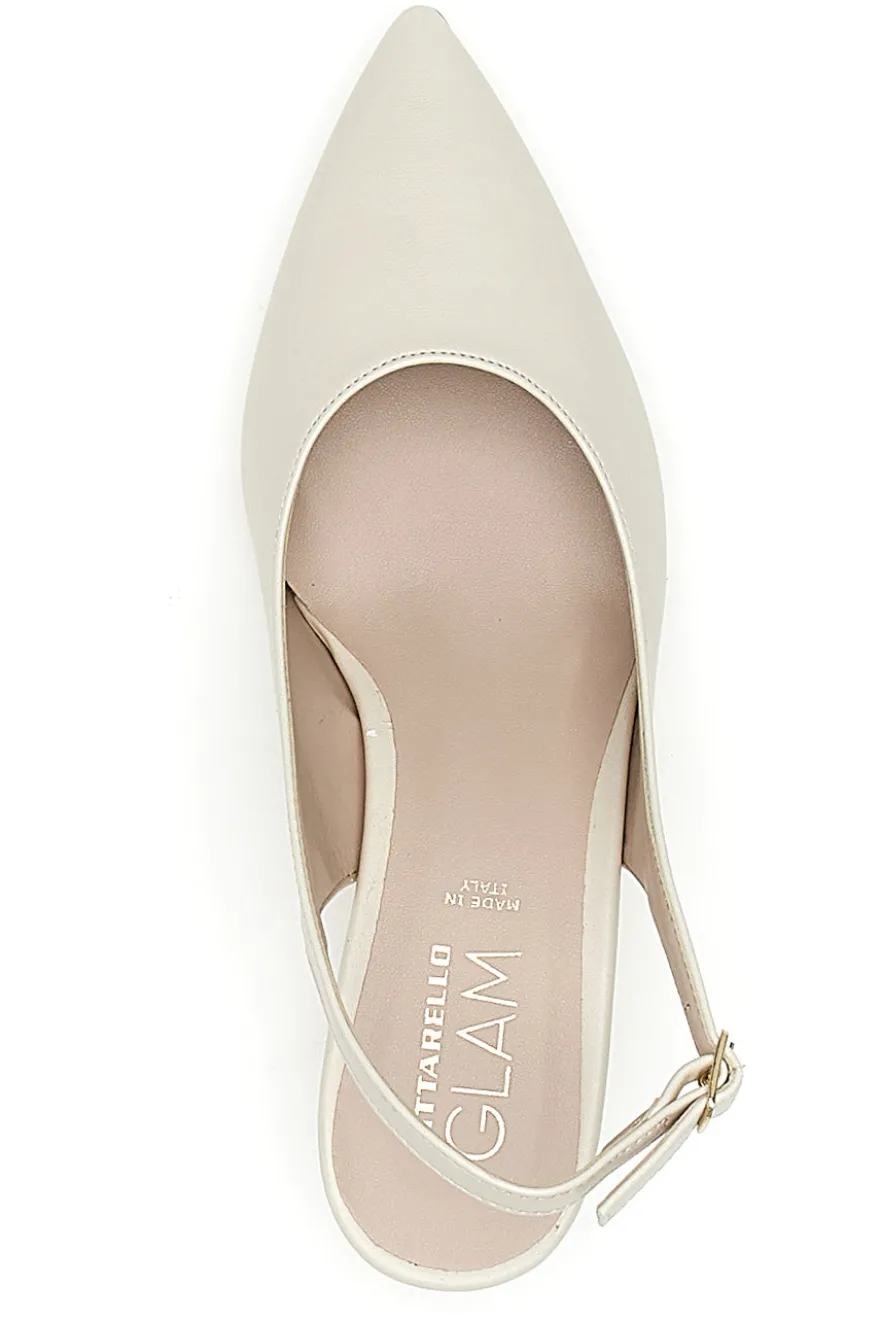 Décolleté Slingback Panna a Punta con Tacco Basso PITTARELLO GLAM 3614