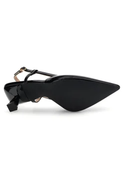 Decolletè slingback nero a punta First Lady P669