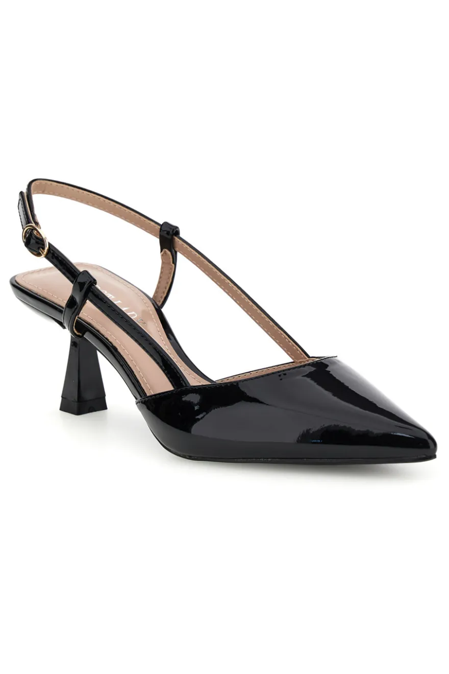 Decolletè slingback nero a punta First Lady P669