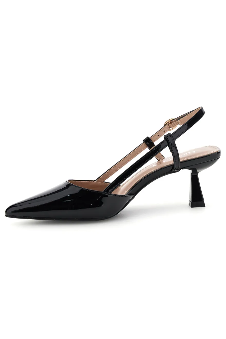 Decolletè slingback nero a punta First Lady P669