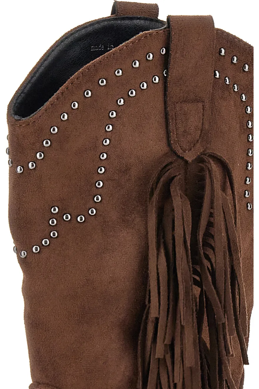Die ersten braunen Cowboystiefel P637 mit Fransen und Nieten