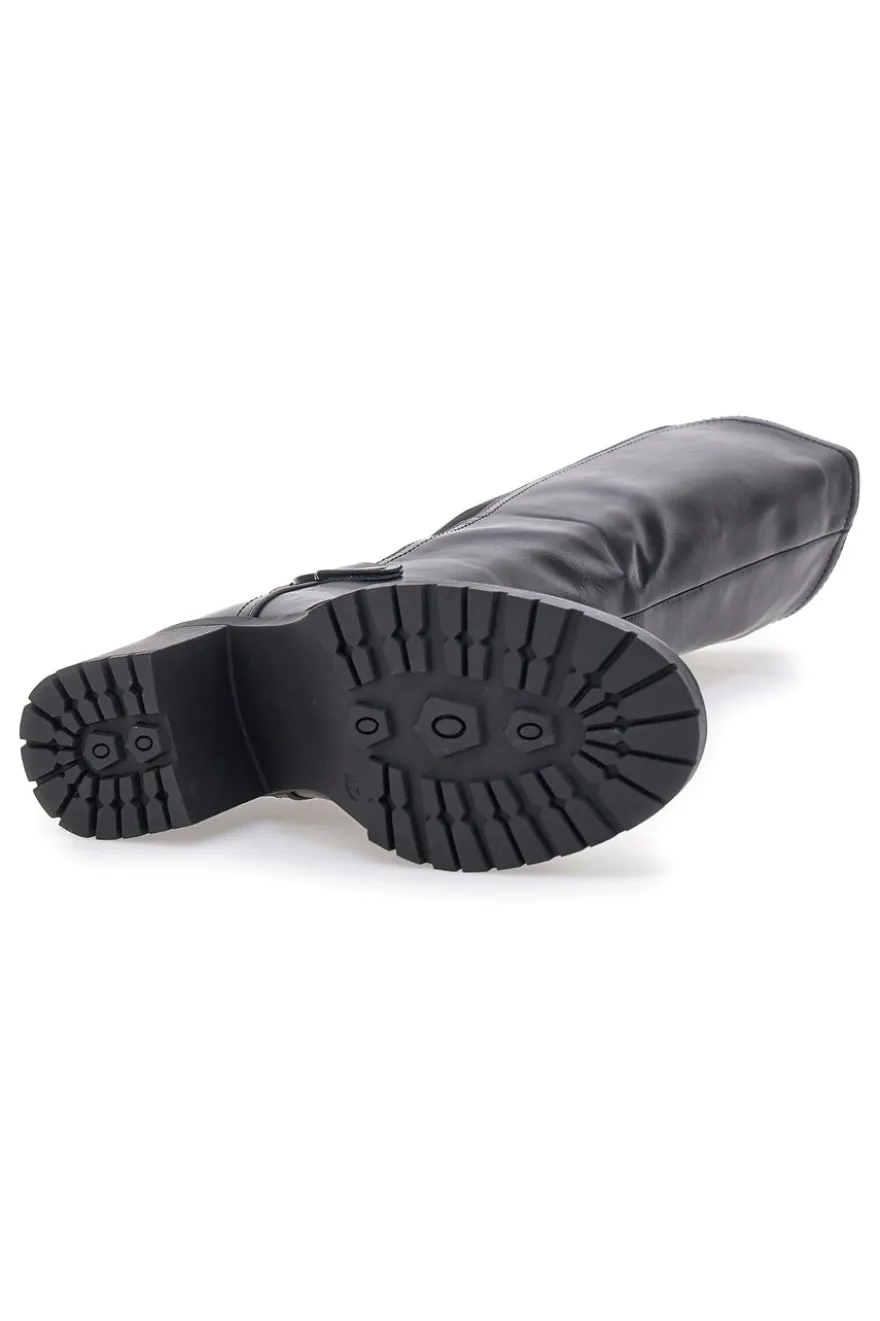 Energy 1359 – Schwarze Stiefel mit Blockabsatz und elastischem Seitendetail