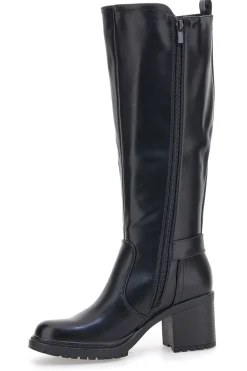 Energy 1359 – Schwarze Stiefel mit Blockabsatz und elastischem Seitendetail