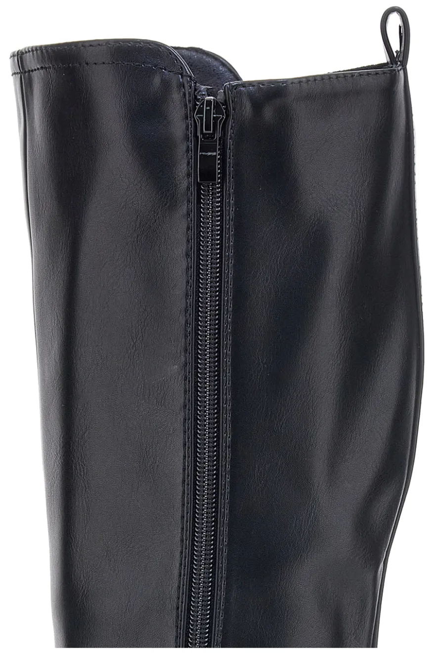 Energy 1359 – Schwarze Stiefel mit Blockabsatz und elastischem Seitendetail