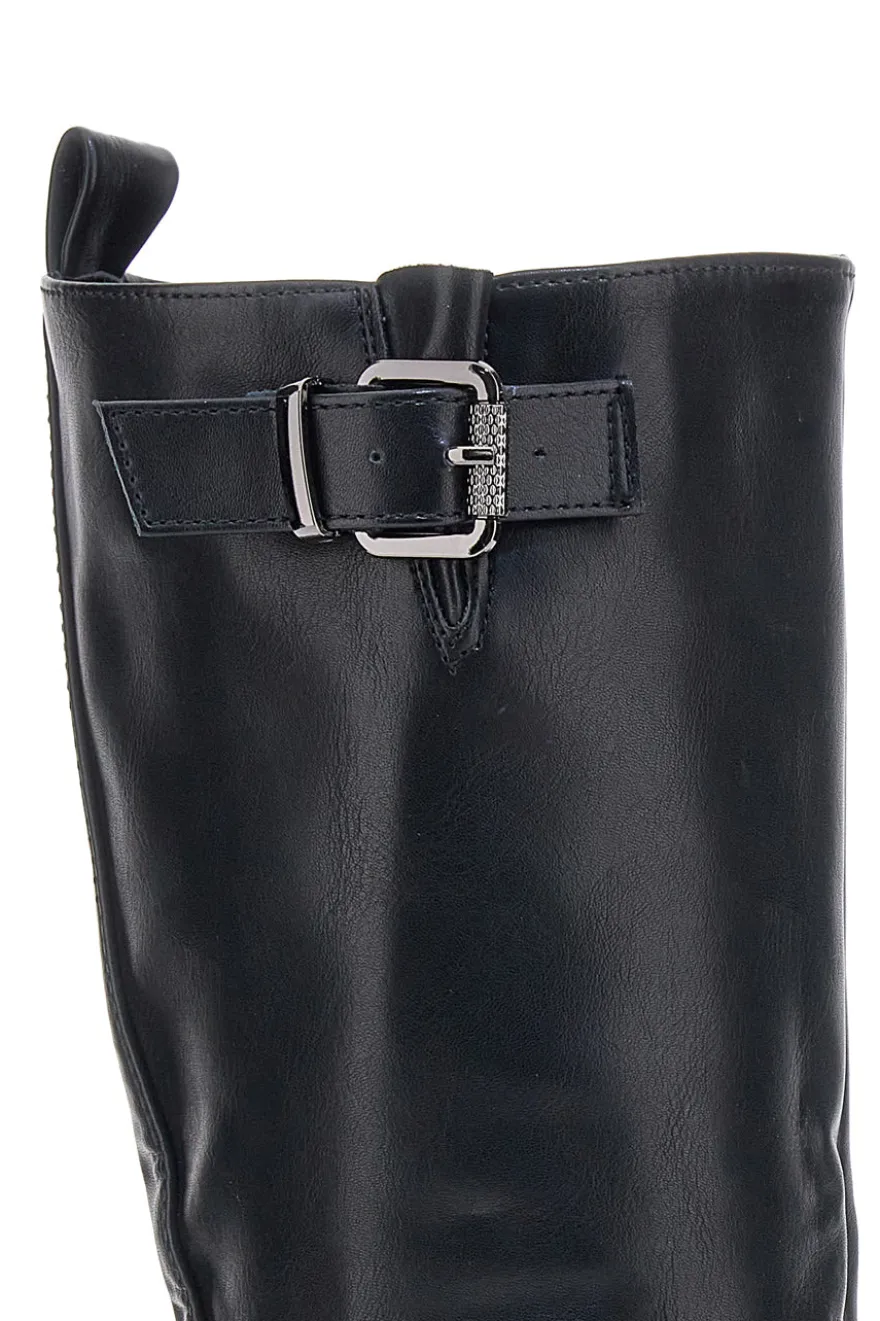 Energy I358 Schwarze Stiefel mit Blockabsatz und Schnalle